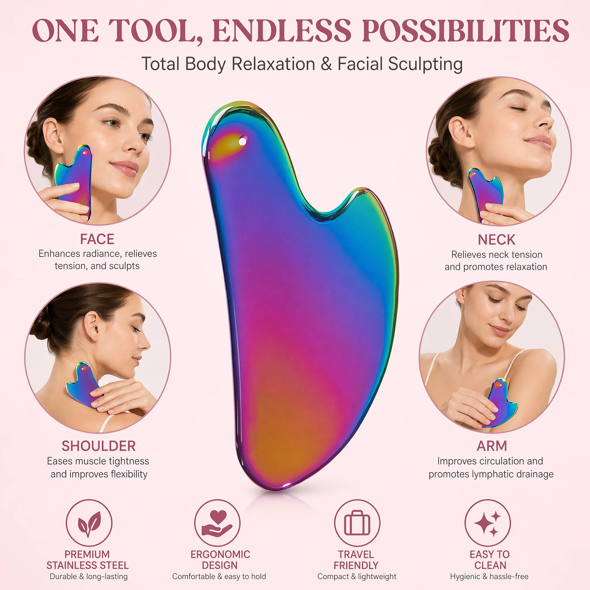 1Pcs Stainless Steel Gua Sha B - Relax - Spa & Wellness review and price